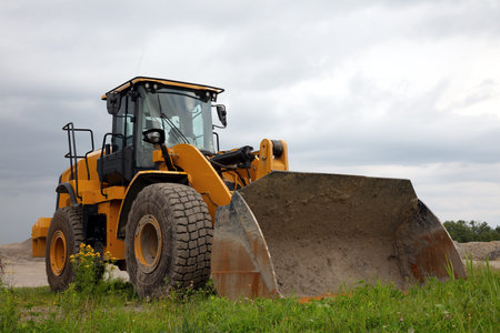 heavy construction machinery big yellow mechanical excavator for construction and excavation and...