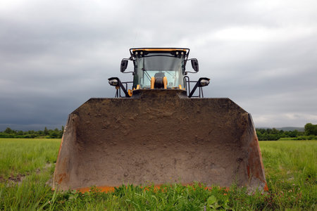 heavy construction machinery big yellow mechanical excavator for construction and excavation and...