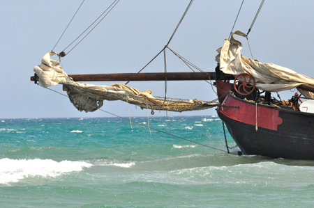 a boat is stranded