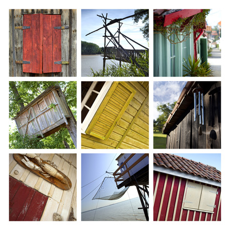 Huts collageの写真素材