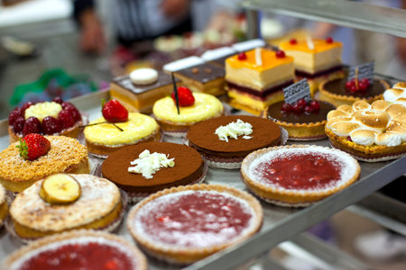 Various pastries in a bakeryの写真素材