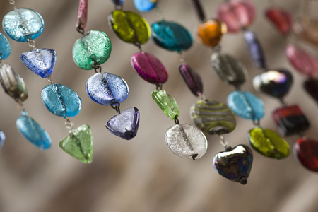 Colorful pendants inside a houseの写真素材
