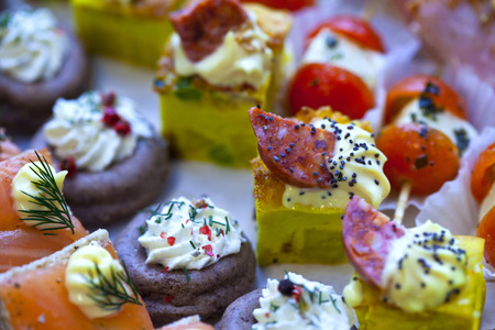 Canape and morsel on a buffetの写真素材