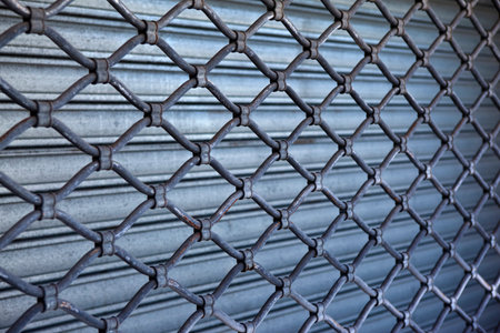 Close up of an iron curtain in the street
