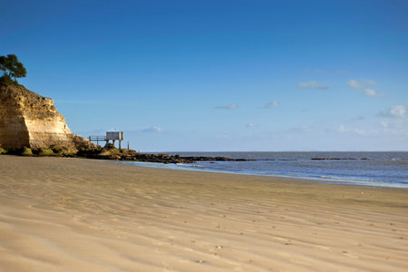 Beach facing estuary in South-West of Franceの写真素材