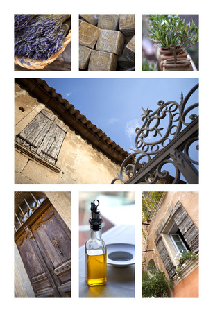 Collage of various images about French lifestyle in Provenceの写真素材