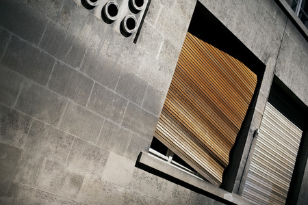 Facade of a stone squat in a city of Franceの写真素材