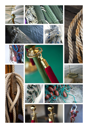 Various ropes and ties on a collageの写真素材