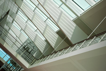 Interior and glass roof of a modern building