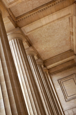 Stone columns and roof of the big courthouse of Bordeaux, France