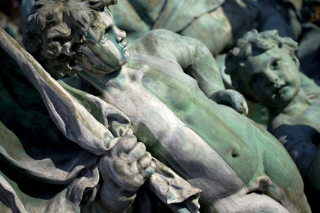 Angel statues of a bronze monument in Bordeaux, Franceの写真素材