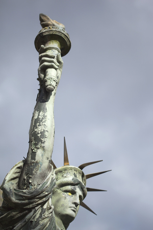 Weathered and damaged miniature of Statue of Liberty in Franceのeditorial素材