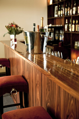 Bucket of Champagne bottles in a luxurious pubの写真素材