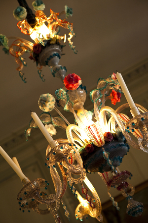 Baroque chandelier in a Venetian style inside a mansionの写真素材