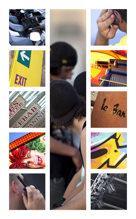 Collage of places and lifestyle elements in the cityの写真素材