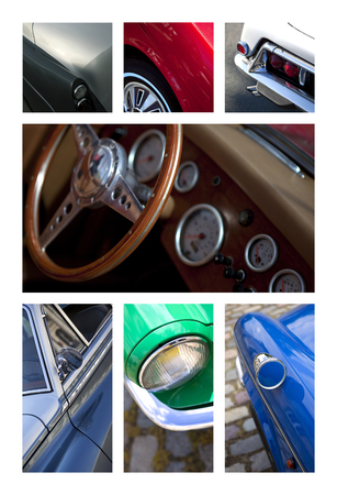 Details of car bodies on a collageの写真素材
