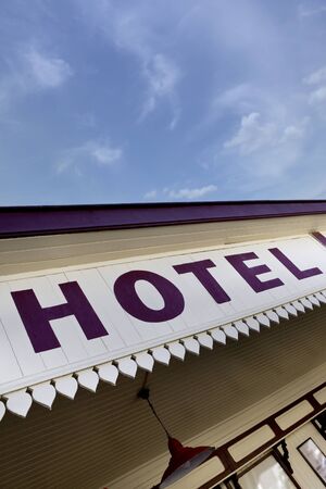 Facade of a French vintage hotel in a seaside resortの写真素材