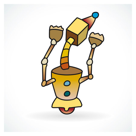Colorful and funny robot design on a gradient backgroundのイラスト素材