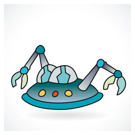 Colorful and funny robot design on a gradient backgroundのイラスト素材