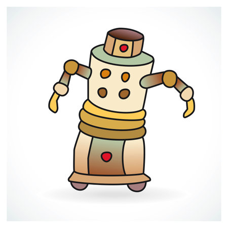 Colorful and funny robot design on a gradient backgroundのイラスト素材