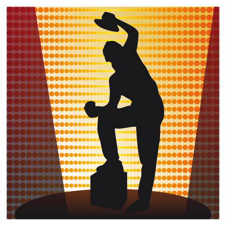 Silhouette of a singer on stageのイラスト素材