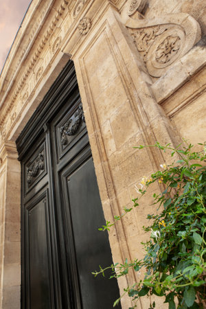 Facade of a French mansion in Bordeaux cityの写真素材