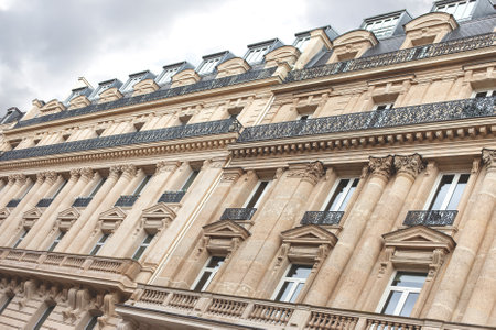 Classic stone buildings in Parisの写真素材