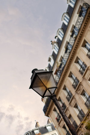 Old street lamp in Parisの写真素材