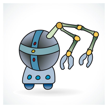 Colorful and funny robot design on a gradient backgroundのイラスト素材