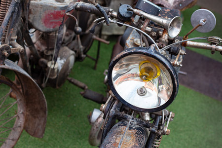 Old motorcycles at a flea marketの写真素材