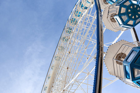 Big wheel and blue sky on backgroundの写真素材