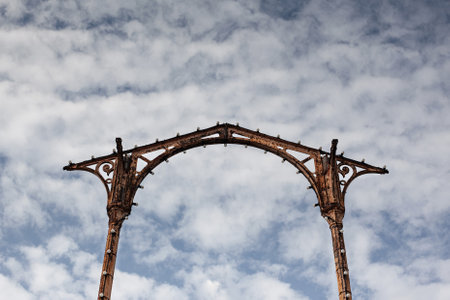 Rusty metal structure in a parkの写真素材