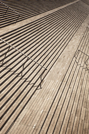 Wooden stairs on the forecourt