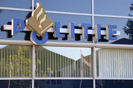 police station sign Grootebroek, North Holland, Netherlandsのeditorial素材