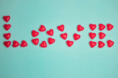 Love Spelled in Candy Heart - Valentine's Day Typographyの写真素材
