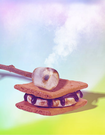 Heavenly S'mores with Puffy Marshmallow and Rich Chocolate Layerの写真素材