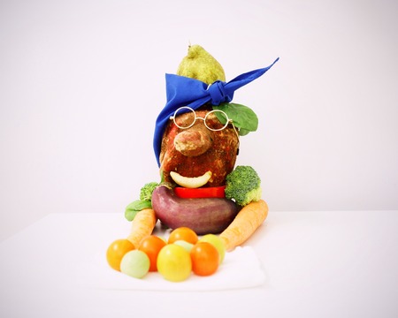 A Lady made with sweet potato and vegetablesの写真素材
