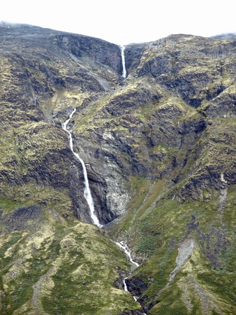 Stream flowing down from the mountains-a typical picture of Norway,の写真素材