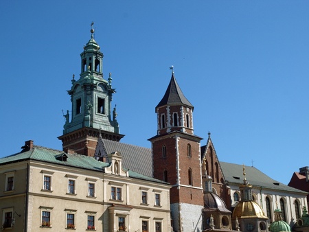 View of the Cathedral of Wawel hill in Krakowの写真素材