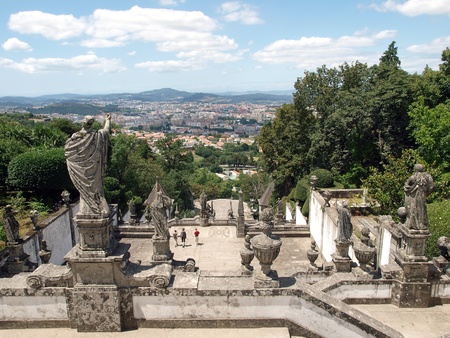 View from the stairs to the sanctuary of the Braga-Portugalの写真素材