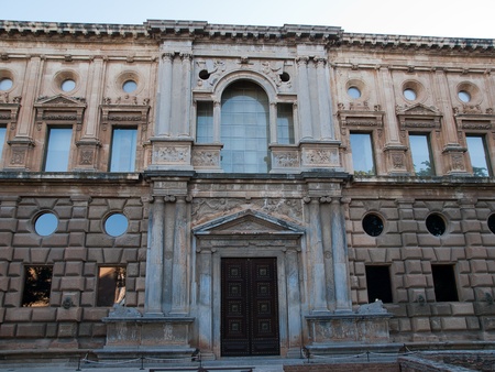 The facade of Palace of Charles V in Alhambra,Spainのeditorial素材