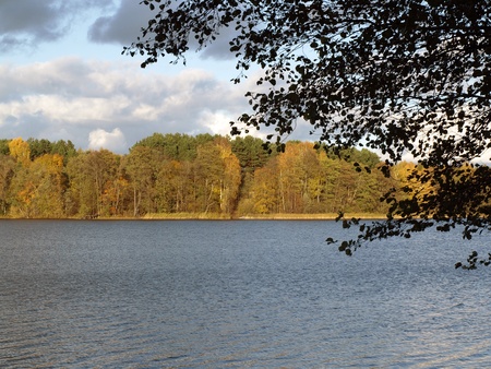 Autumn landscape-Lake Galve in Lithuaniaのeditorial素材