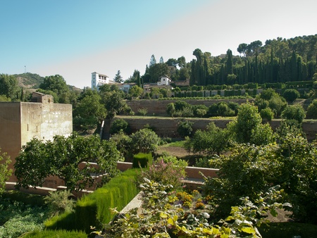 View of gardens in Alhambra ,Spainのeditorial素材