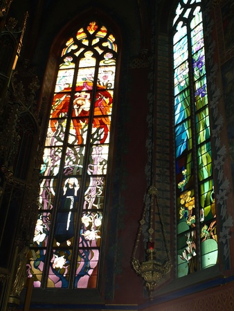 Stained glass-St.Francis of Assisi's Church in Krakowのeditorial素材