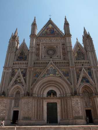 Facade of the Cathedral in Orvieto,Italyの写真素材