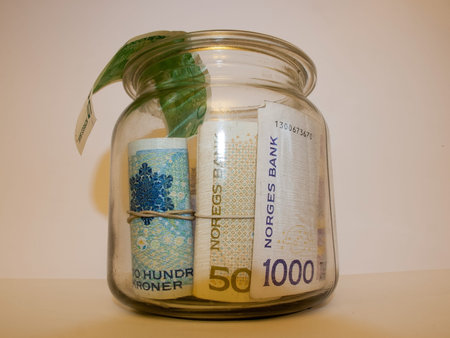 norwegian banknotes in the jar