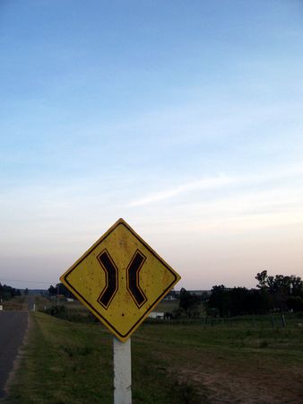 bridge ahead signの写真素材