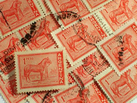 antique uncirculating horse stampsの写真素材