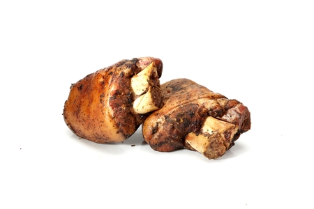 Appetizing homemade sausage isolated on a white background, horizontal cadreの写真素材