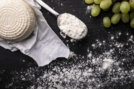 Composition of products symbolizing the Shavuot festivalの写真素材